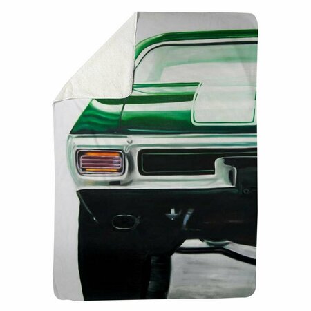 BEGIN HOME DECOR 60 x 80 in. Classic Dark Green Car-Sherpa Fleece Blanket 5545-6080-TR79